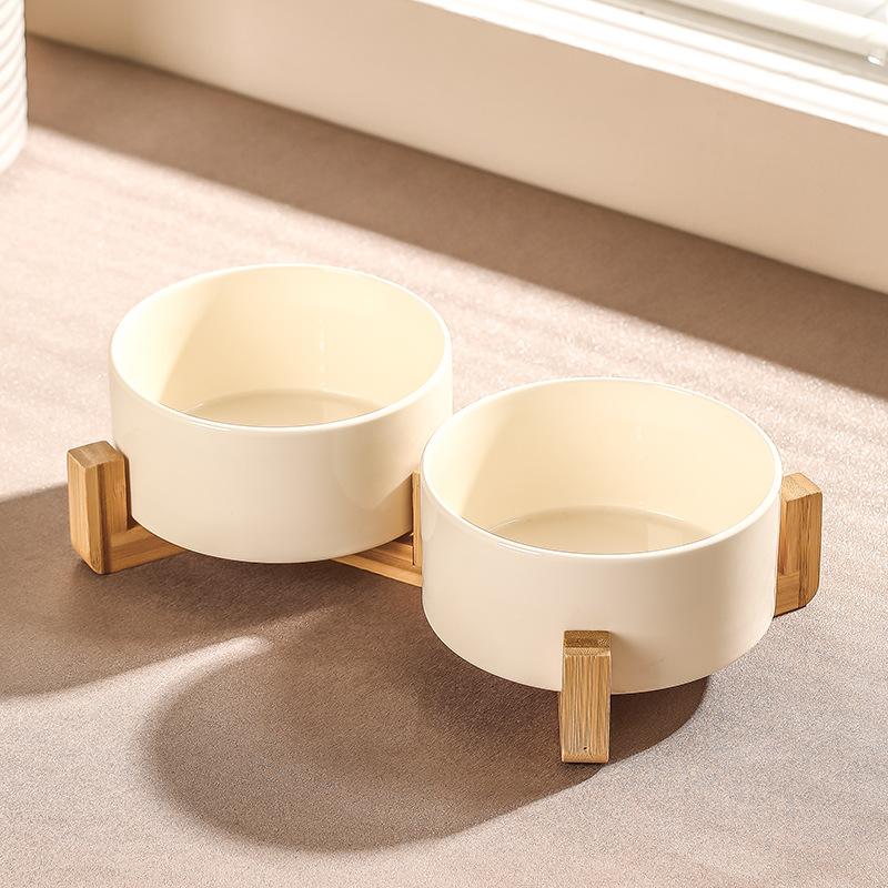 Pet Ceramic Bowl with Bamboo