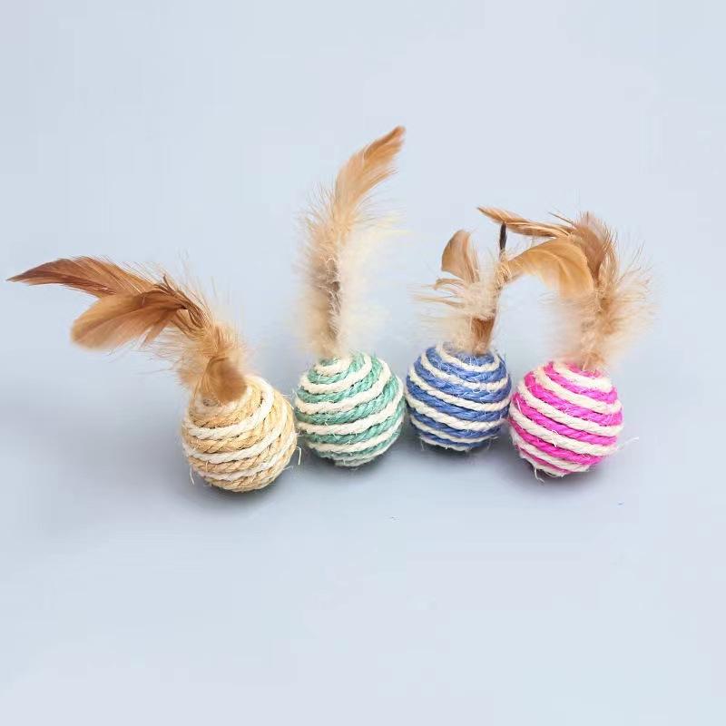 Cat Toy  - Sisal Ball with Feather