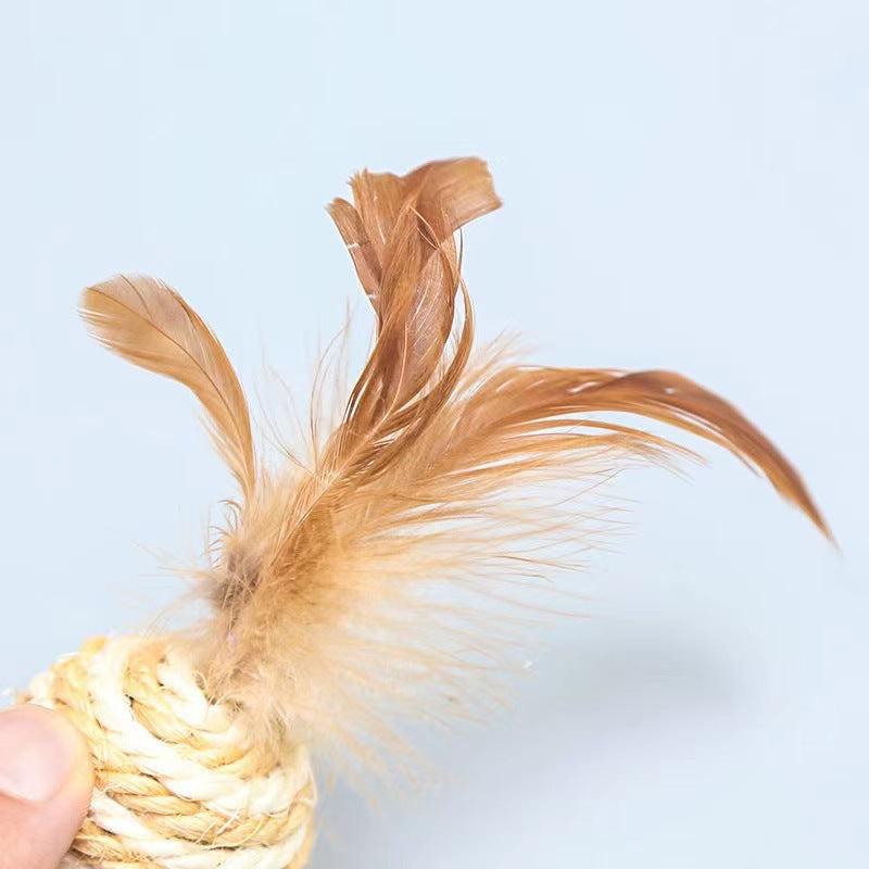 Cat Toy  - Sisal Ball with Feather