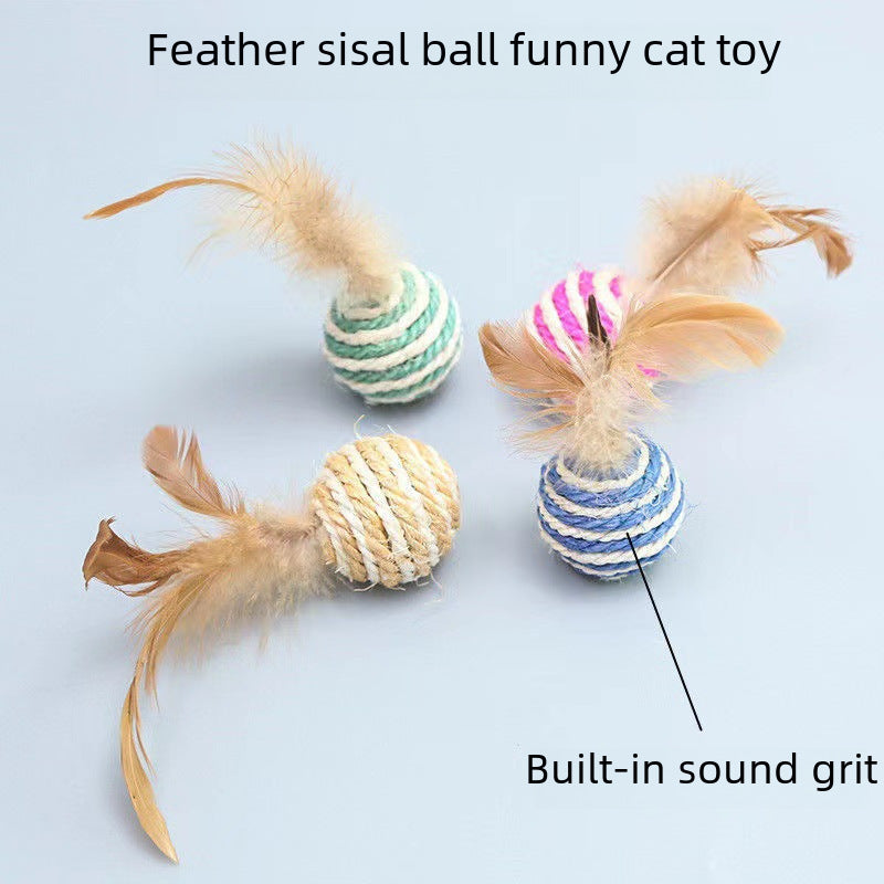 Cat Toy  - Sisal Ball with Feather