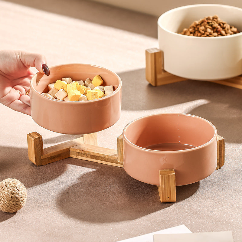 Pet Ceramic Bowl with Bamboo