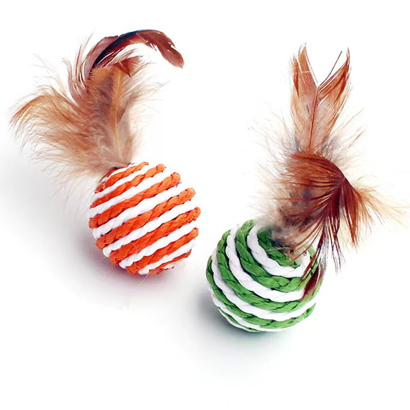 Cat Toy  - Sisal Ball with Feather