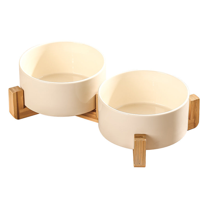 Pet Ceramic Bowl with Bamboo