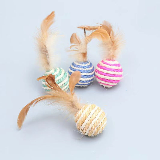 Cat Toy  - Sisal Ball with Feather