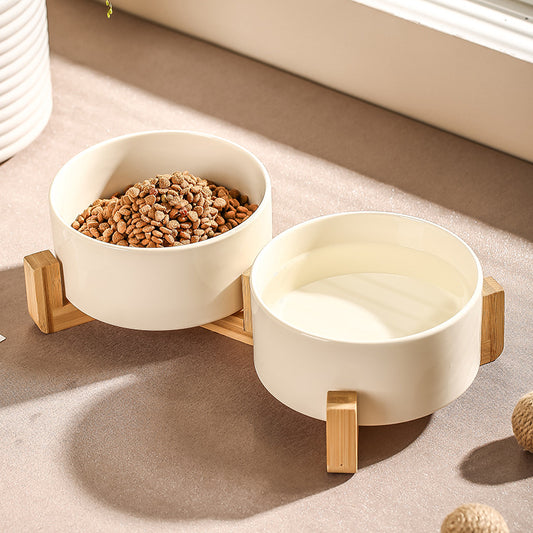 Pet Ceramic Bowl with Bamboo